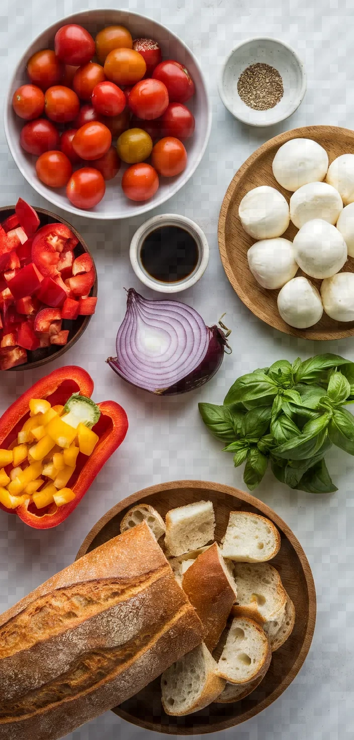 Ingredients photo for Grilled Panzanella Caprese Salad Recipe