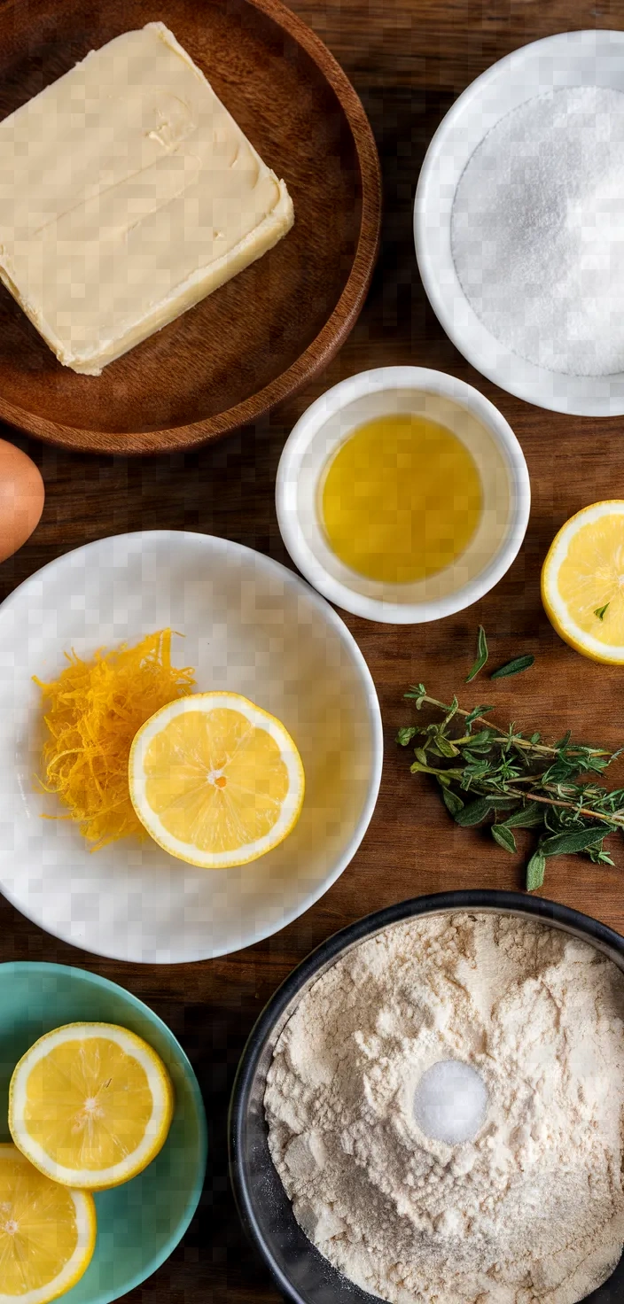 Ingredients photo for Lemon Thyme Butter Cookies Recipe