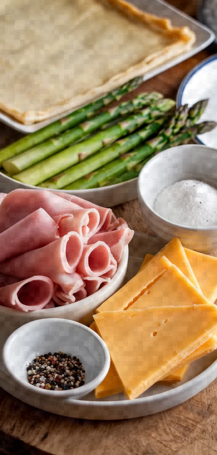 Ingredients photo for Asparagus Ham Cheese Puffs Recipe