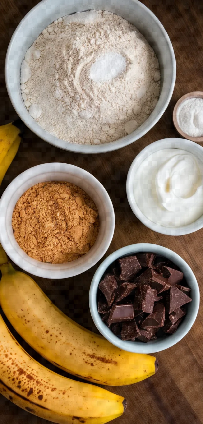 Ingredients photo for Banana Bread With Dark Chocolate Chunks Recipe