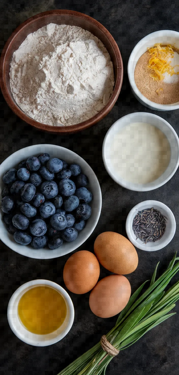 Ingredients photo for Blueberry Lavender Muffins Recipe