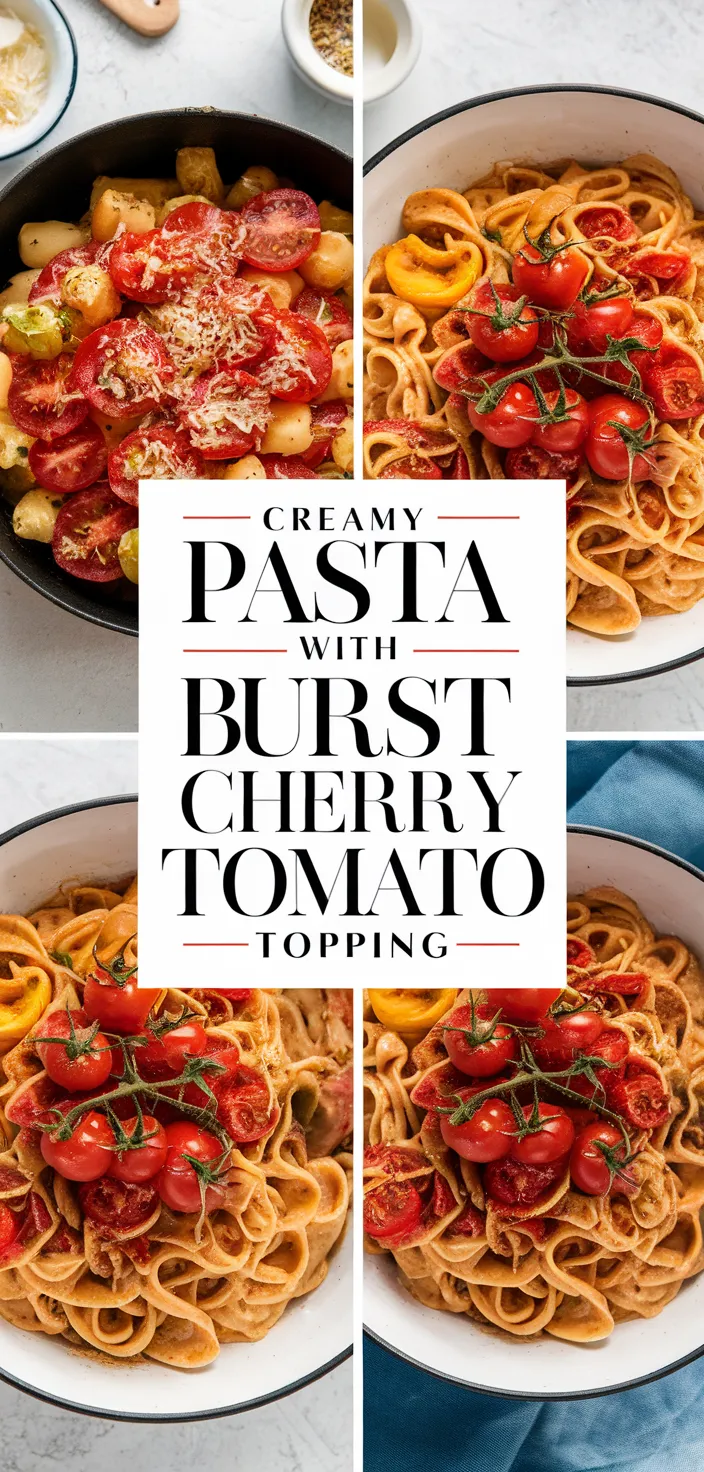 A photo of Creamy Pasta With Burst Cherry Tomato Topping Recipe