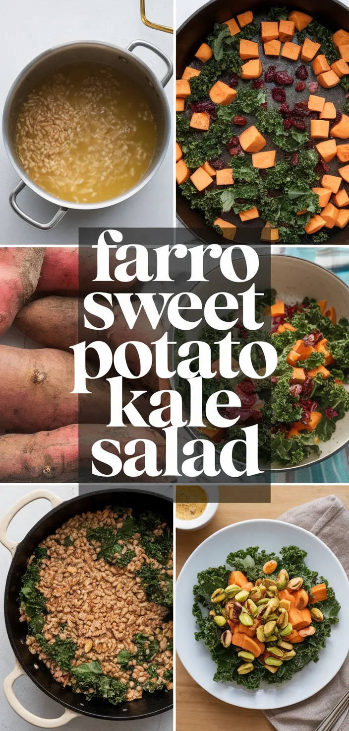 A photo of Farro With Sweet Potatoes Kale Dried Cranberries Pistachios Recipe