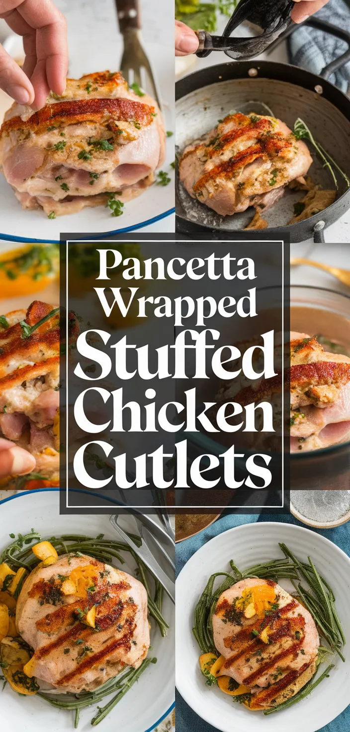 A photo of Pancetta Wrapped Stuffed Chicken Cutlets Recipe