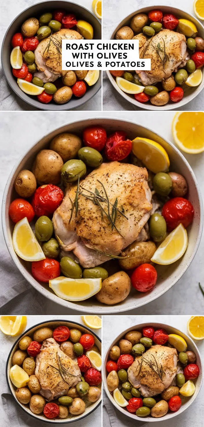 A photo of Roast Chicken Thighs With Olives Tomatoes Potatoes Recipe