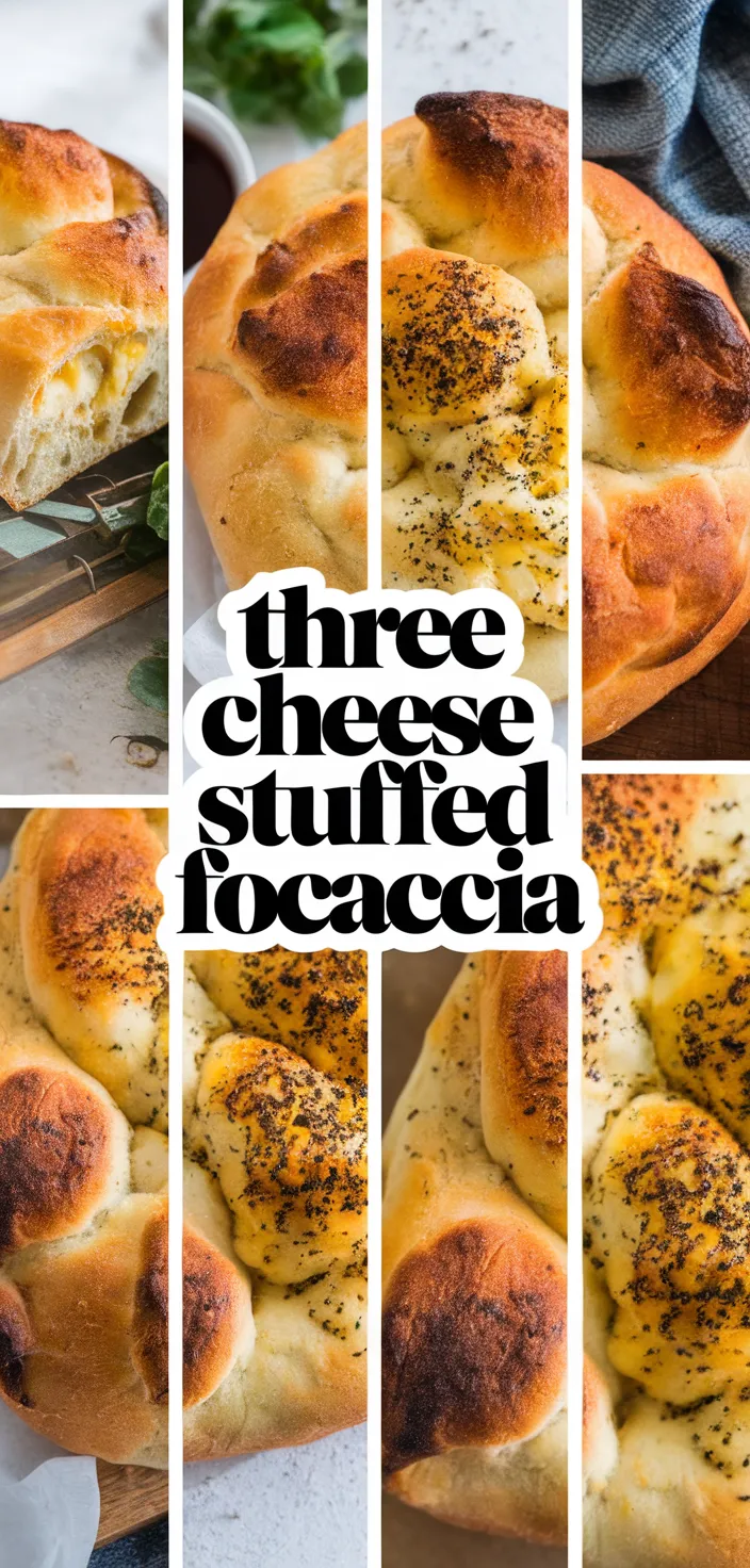 A photo of Three Cheese Stuffed Focaccia Recipe