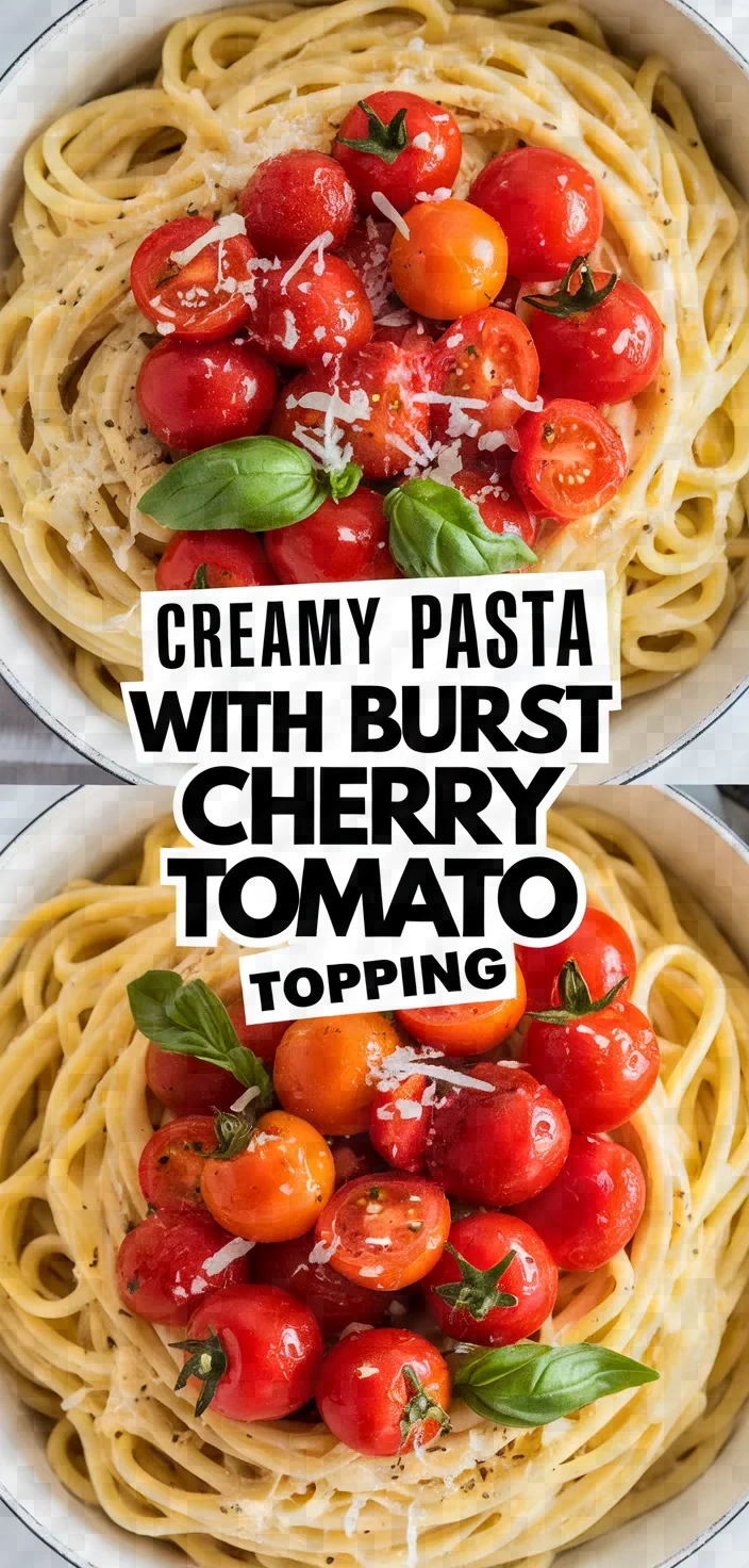 Photo of Creamy Pasta With Burst Cherry Tomato Topping Recipe