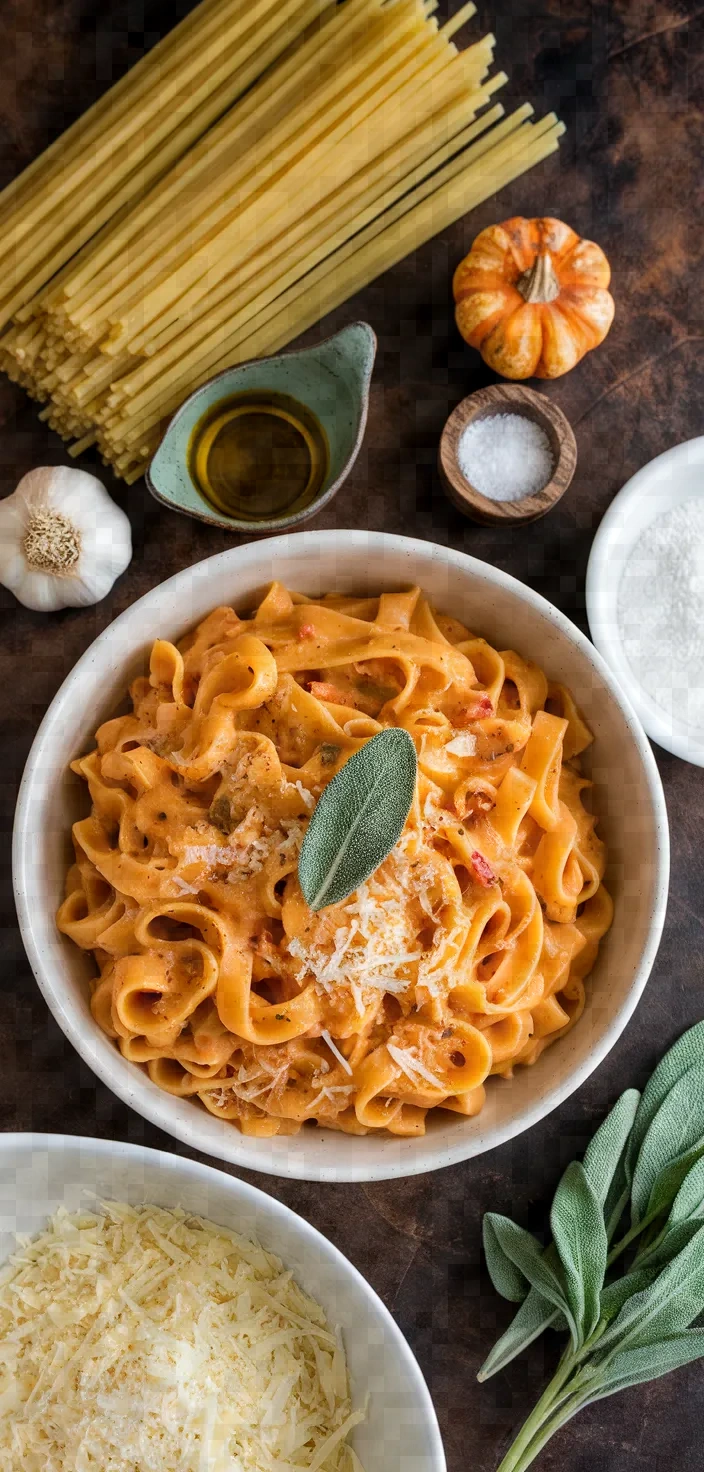 Ingredients photo for Creamy Pumpkin Sausage Sage Pasta Recipe