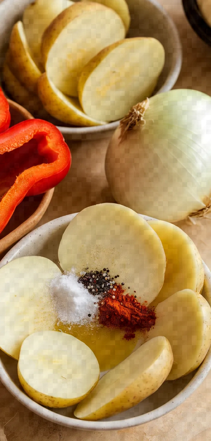 Ingredients photo for Fried Potatoes Peppers Onions Recipe