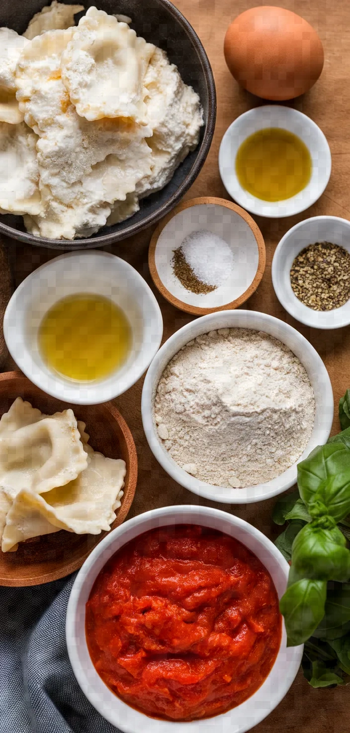 Ingredients photo for Ravioli Gnudi With Quick Tomato Sauce Recipe