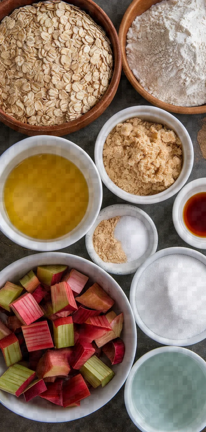 Ingredients photo for Rhubarb Oat Bars Recipe