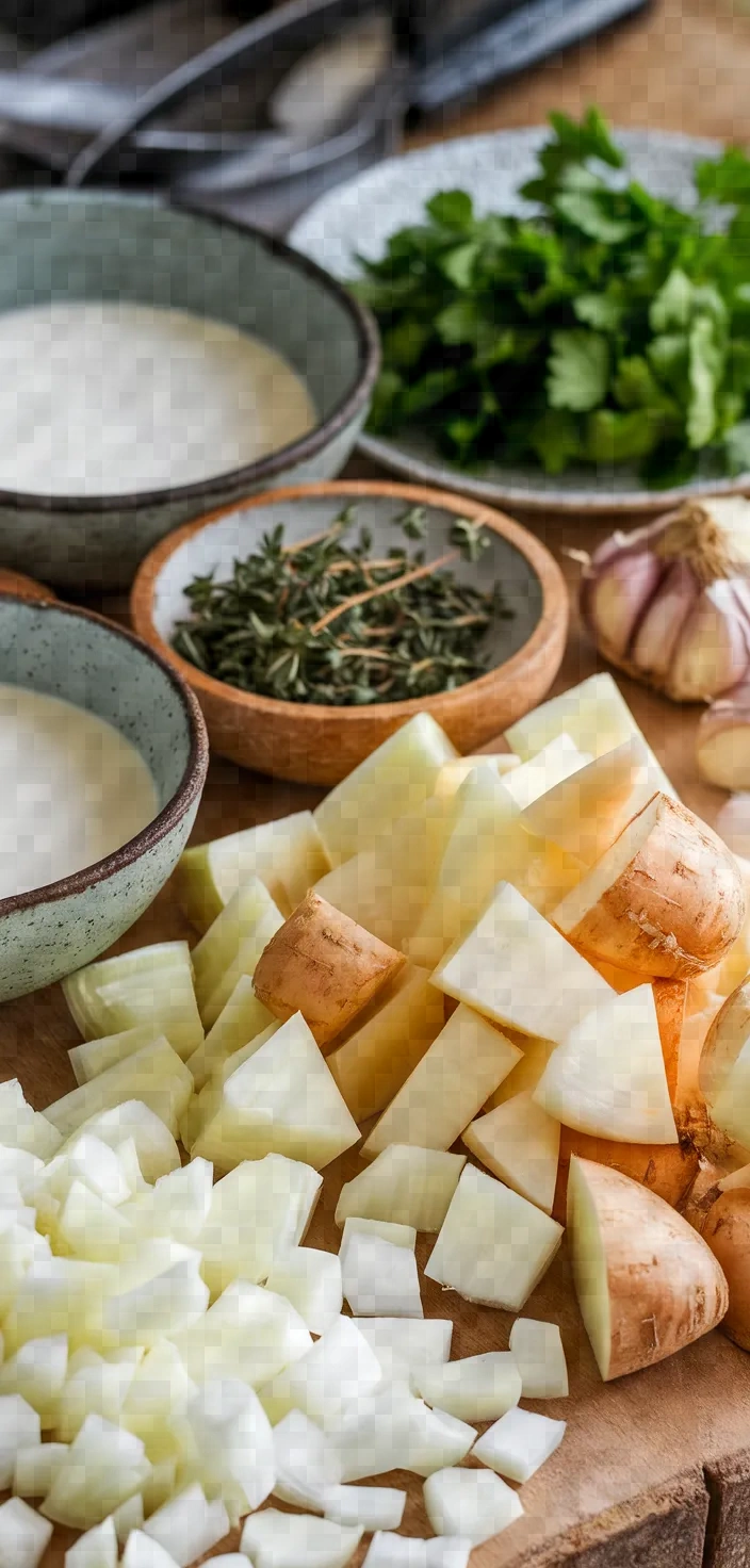 Ingredients photo for Roasted Parsnip Garlic Soup Recipe