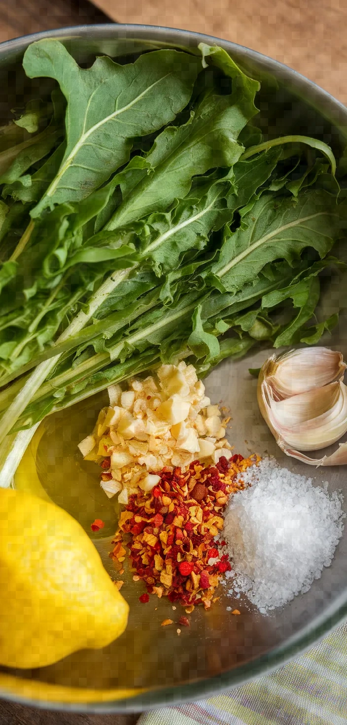 Ingredients photo for Sauted Dandelion Greens Recipe