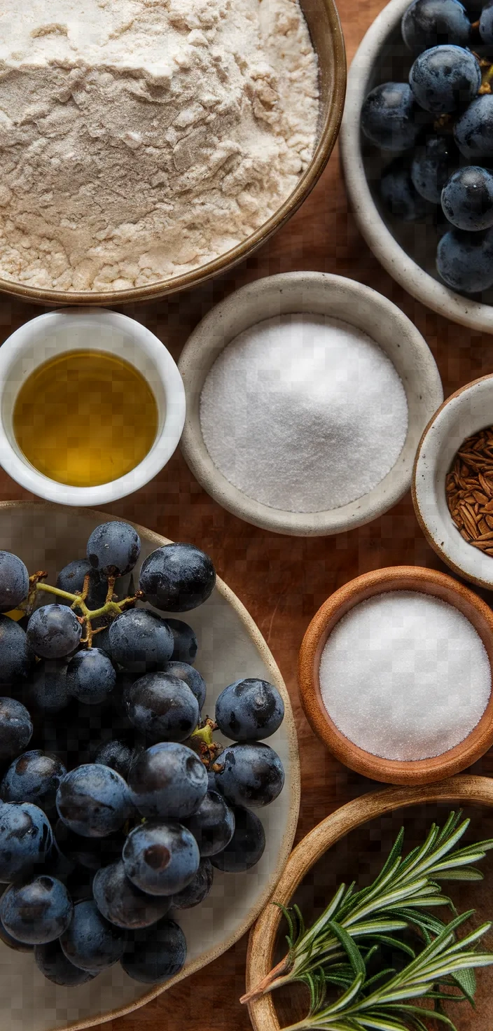 Ingredients photo for Schiacciata Con Luva Focaccia With Harvest Grapes Recipe