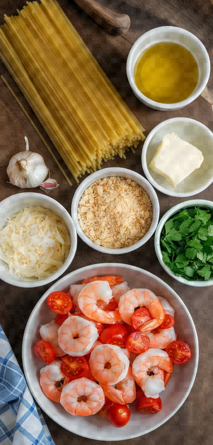 Ingredients photo for Spicy Shrimp Pasta With Breadcrumbs Recipe