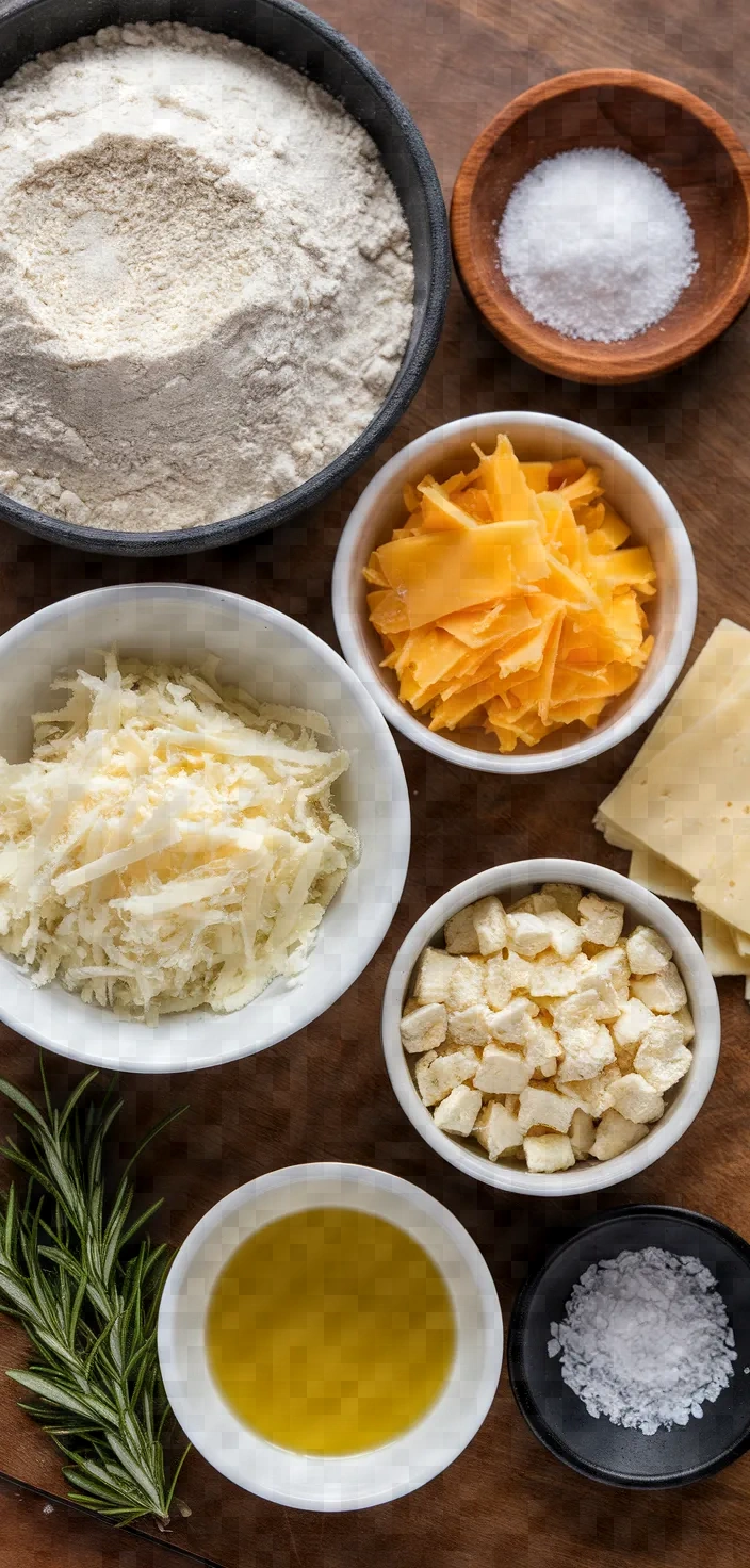 Ingredients photo for Three Cheese Stuffed Focaccia Recipe