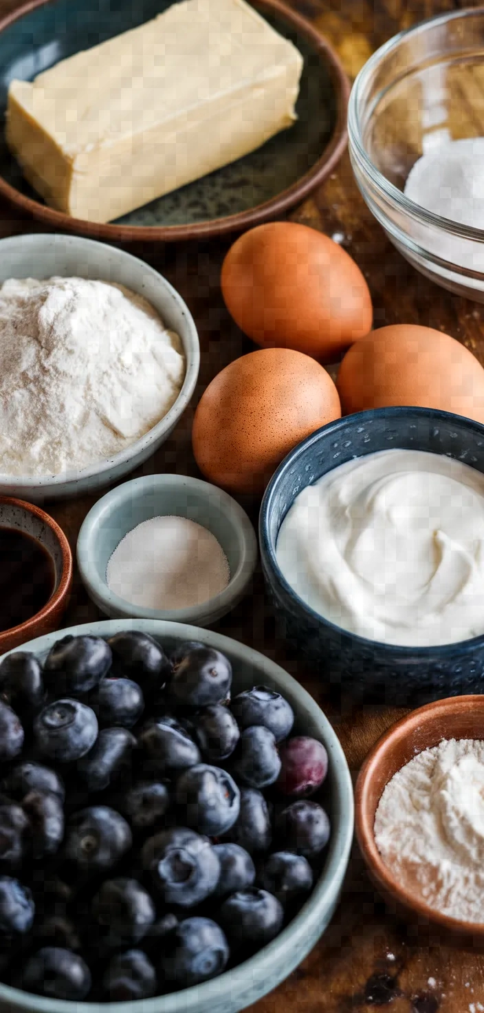 Ingredients photo for Blueberry Sour Cream Pound Cake Recipe