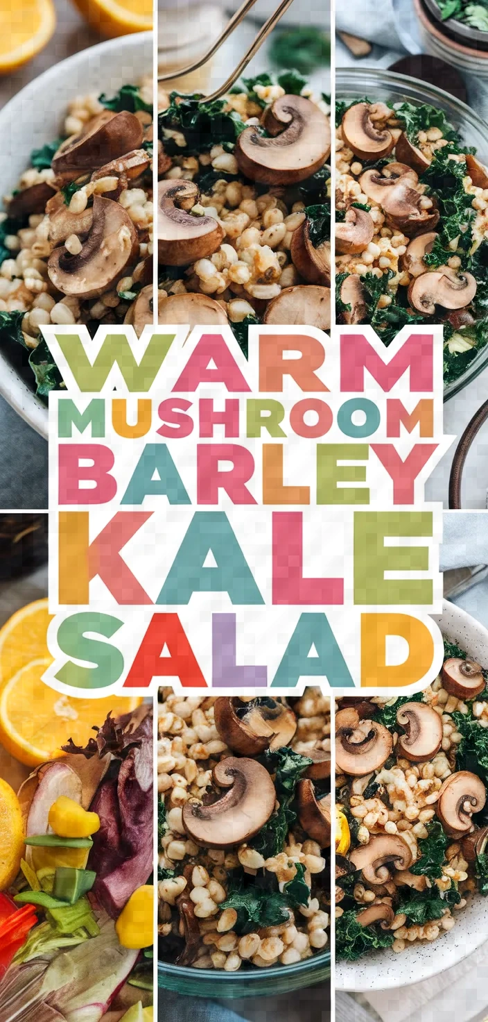 A photo of Warm Mushroom Barley Kale Salad Recipe