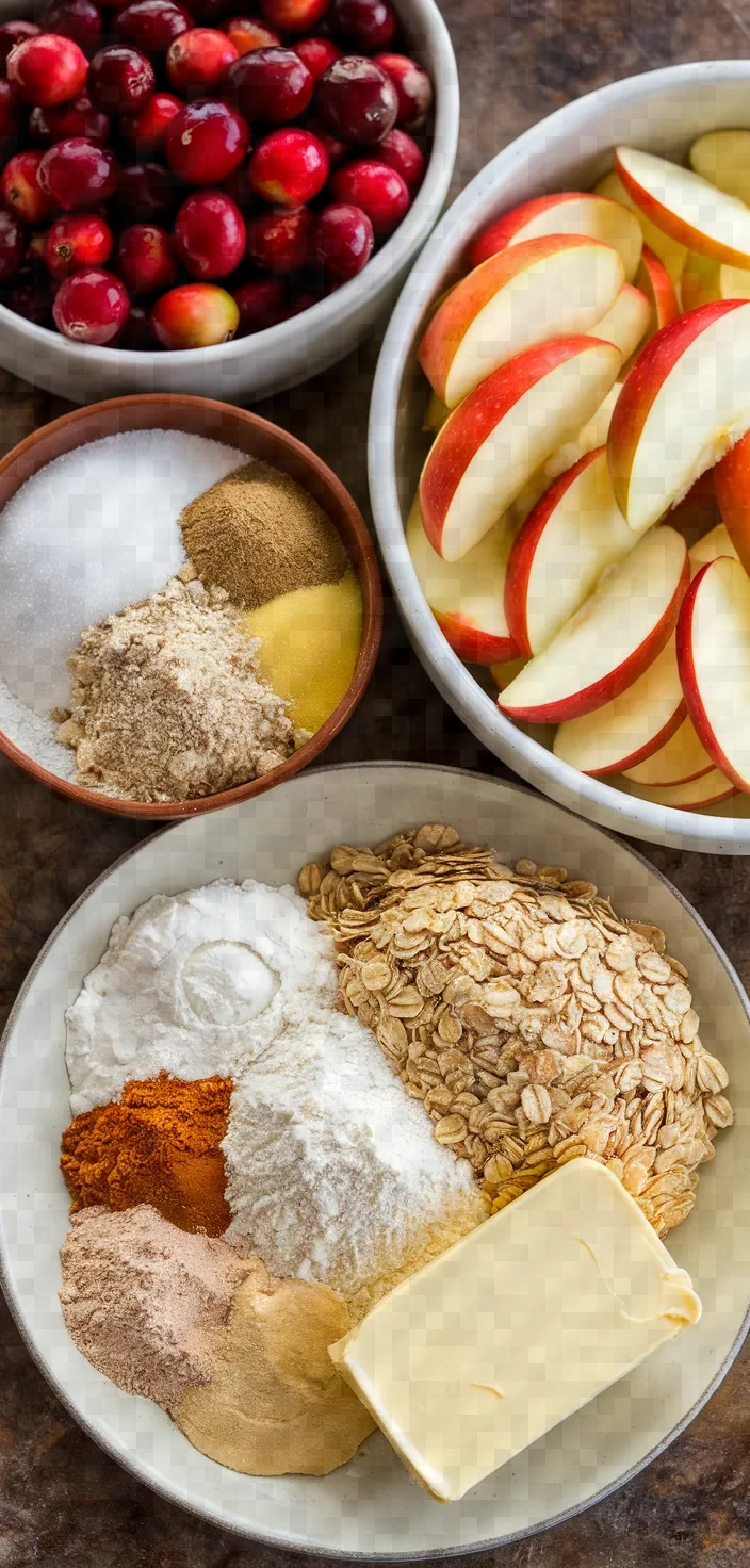 Ingredients photo for Cranberry Apple Crumb Pie Recipe