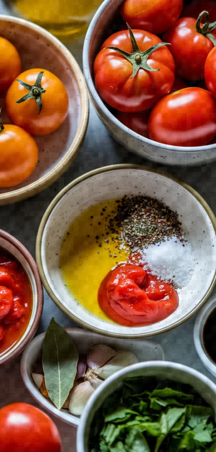 Ingredients photo for Fresh And Canned Tomato Sauce Recipe