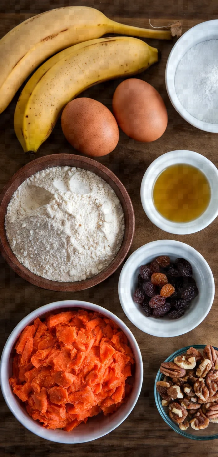 Ingredients photo for Healthy Banana Carrot Muffins Recipe