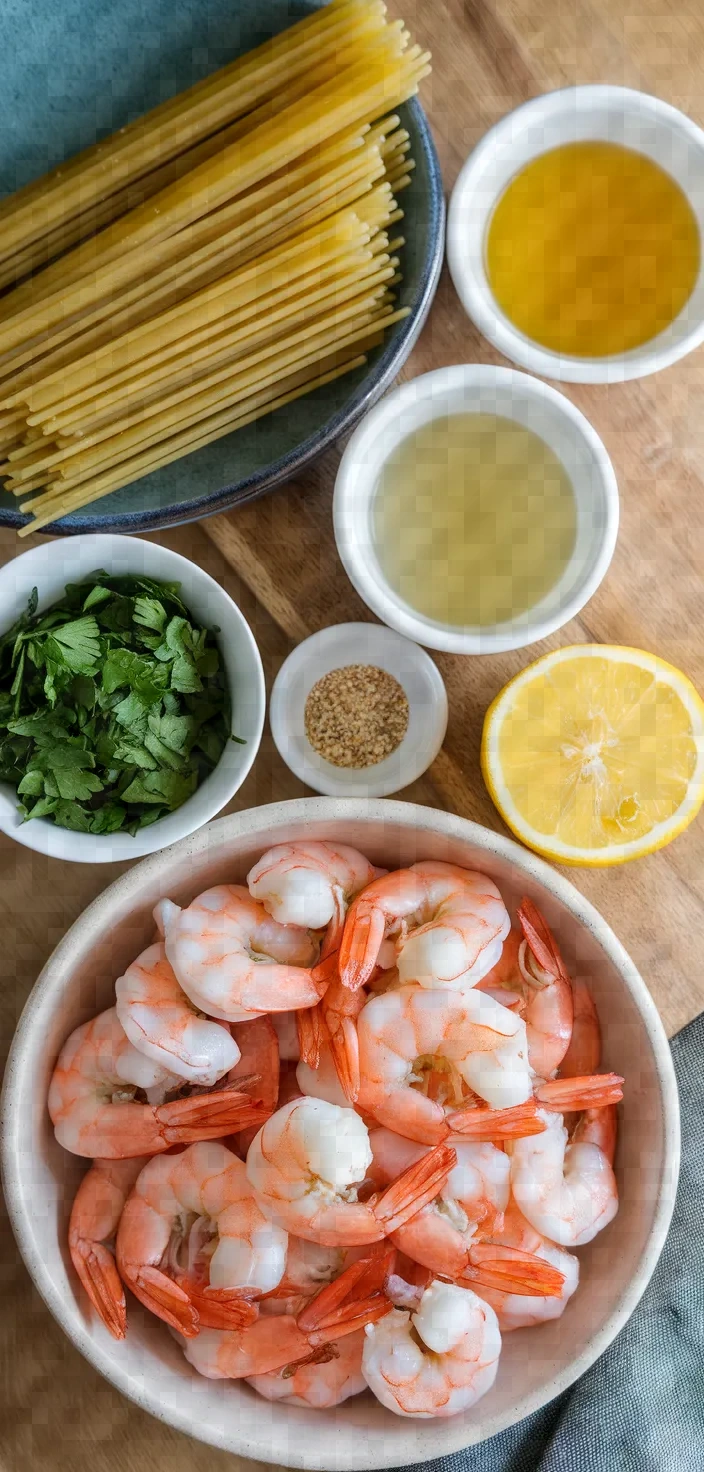 Ingredients photo for Pasta With Garlic Shrimp Recipe