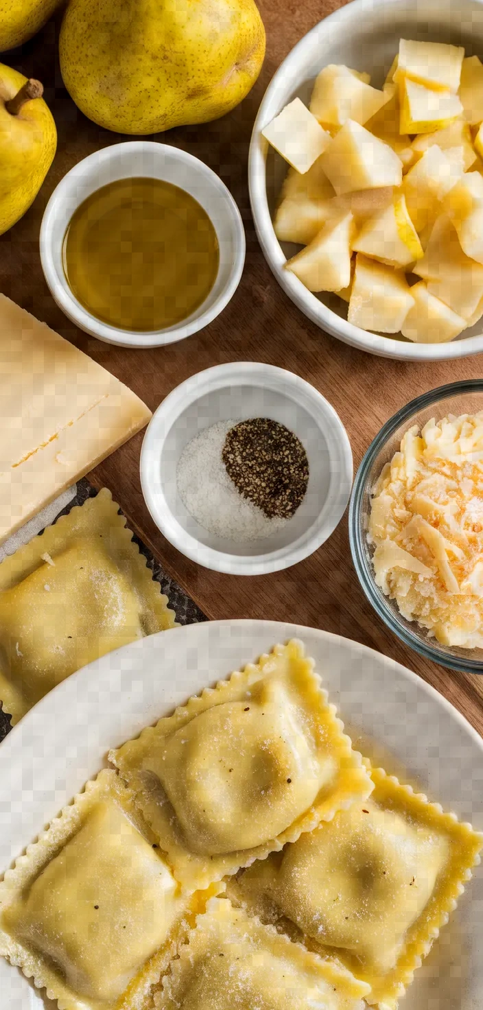 Ingredients photo for Ravioli With Pears Cheese In Cacio E Pepe Sauce Recipe