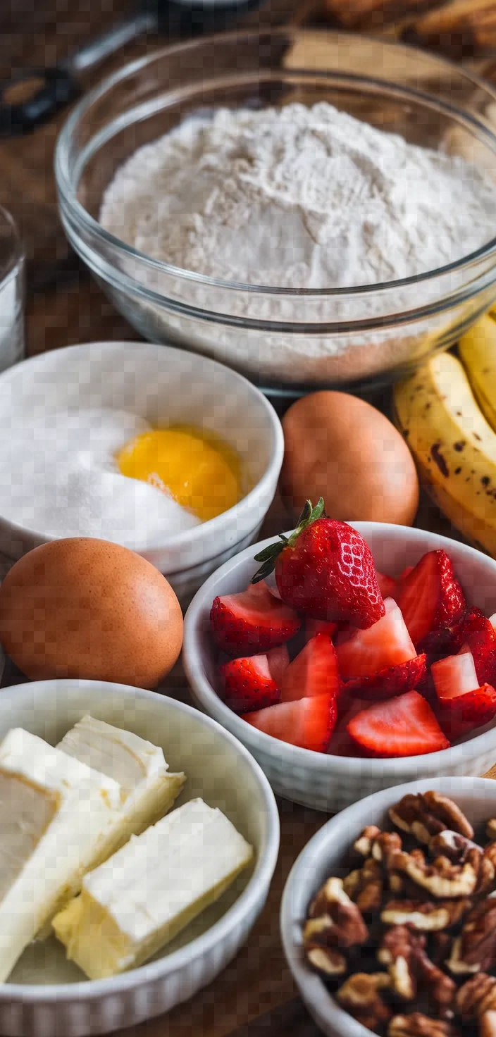 Ingredients photo for Strawberry Banana Bread Recipe