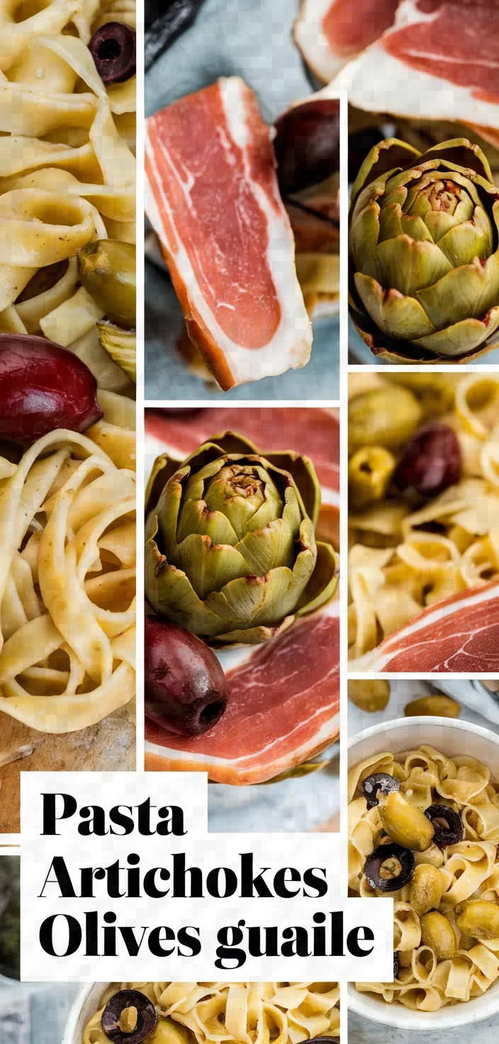A photo of Pasta With Fresh Artichokes Olives Guanciale Recipe