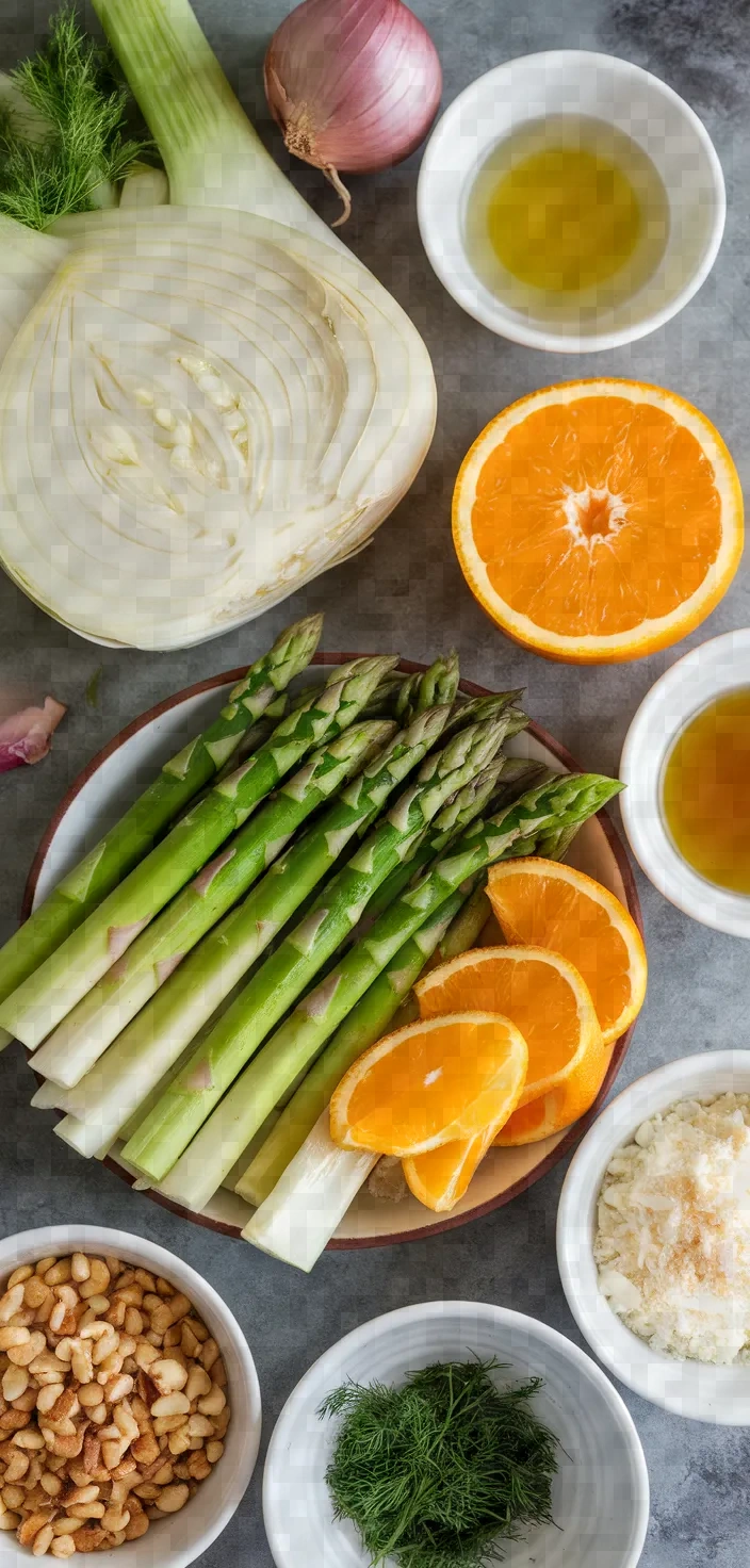 Ingredients photo for Fennel And Asparagus Salad With Citrus Vinaigrette Recipe