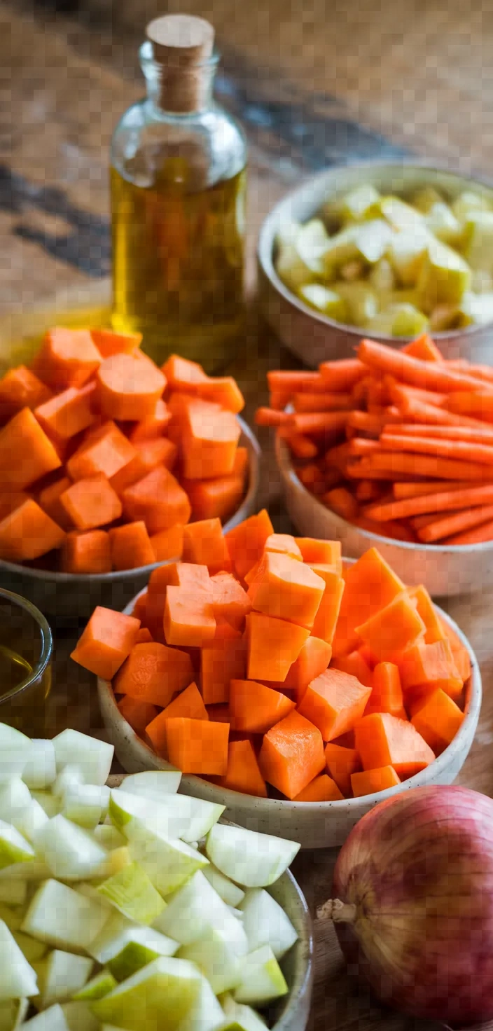 Ingredients photo for Roasted Butternut Squash Carrot Apple Soup Recipe