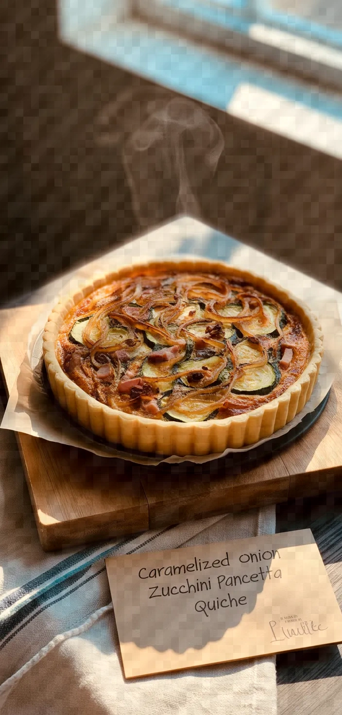 Caramelized Onion Zucchini Pancetta Quiche Recipe