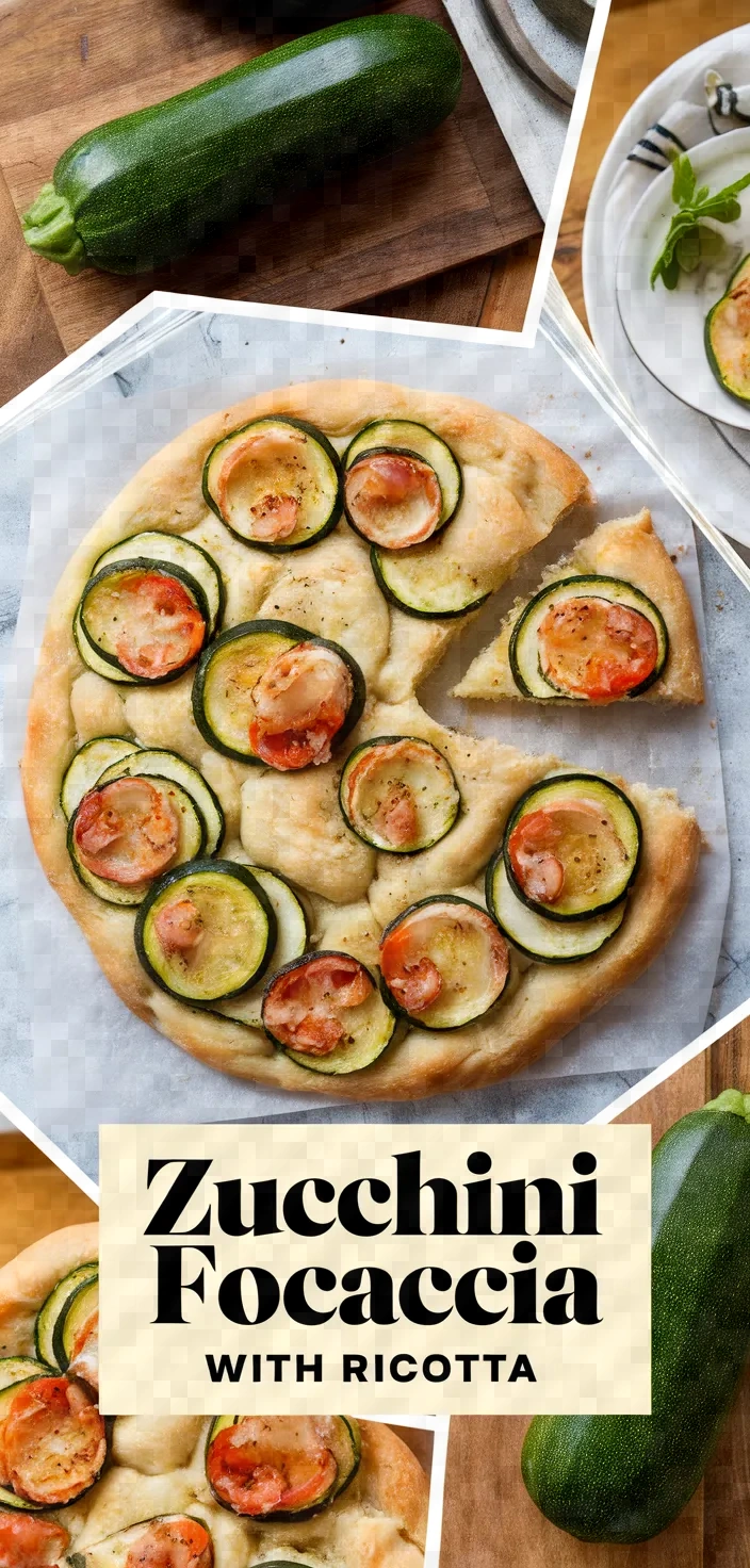 A photo of Focaccia With Zucchini Zucchini Blossoms Ricotta Cheese Olives Recipe