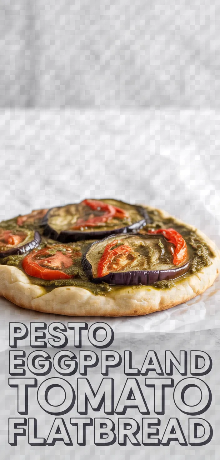 A photo of Pesto Eggplant Tomato Flatbread Recipe