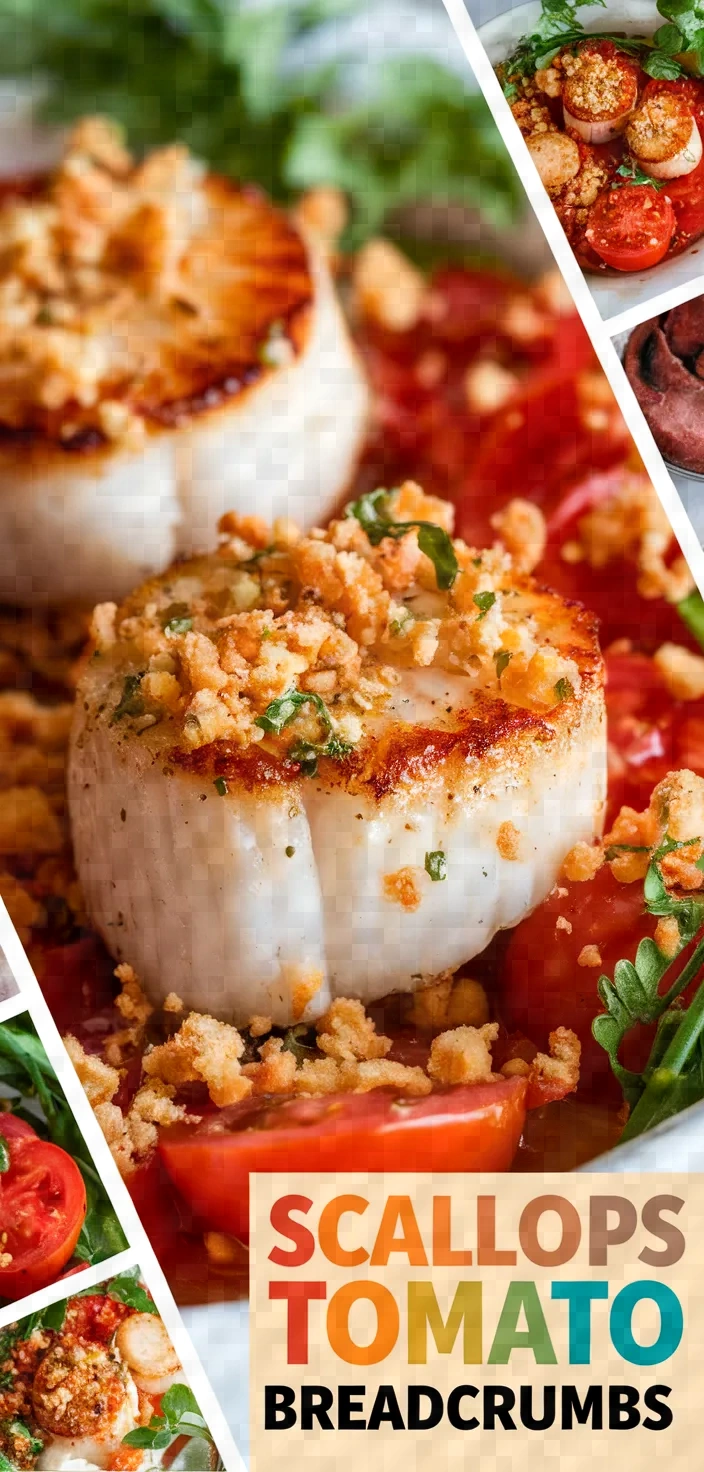 A photo of Scallops With Tomatoes Breadcrumbs Recipe