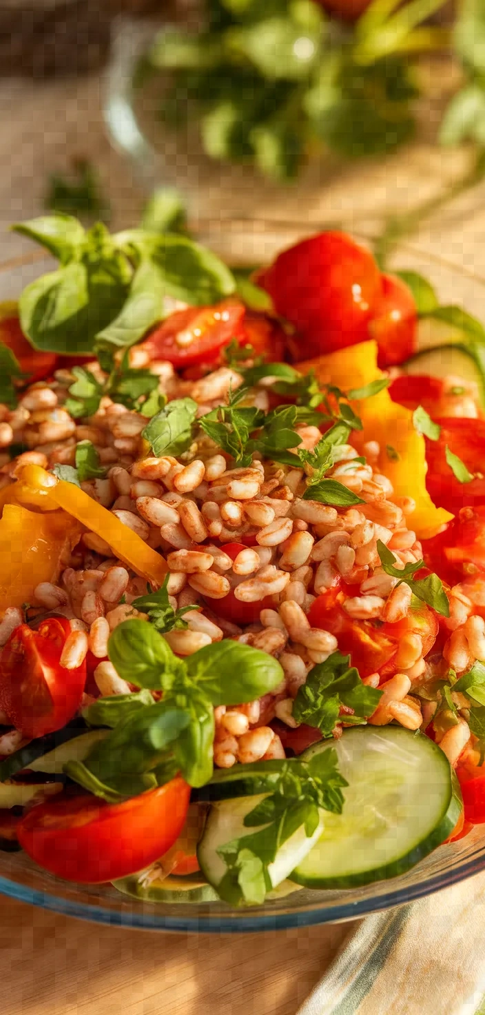 Garden Vegetable Herb Farro Salad Recipe