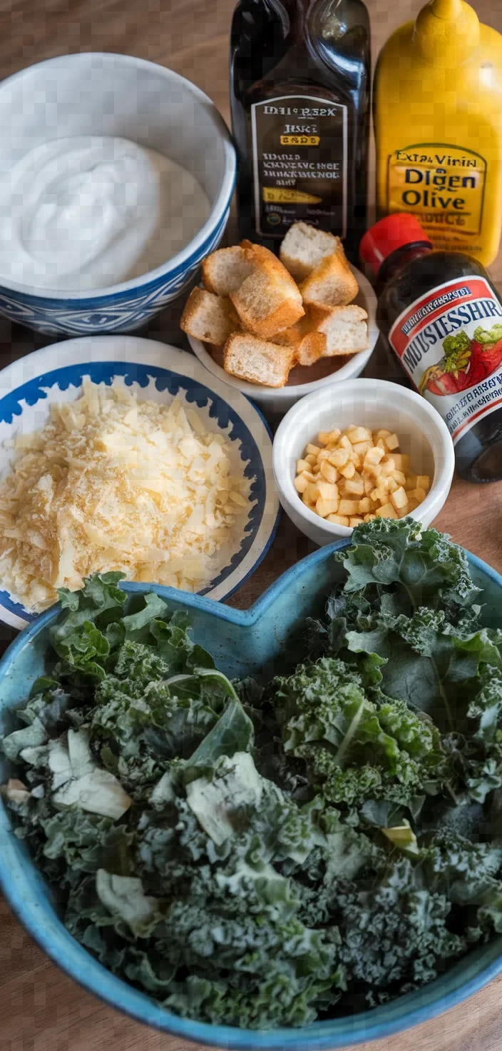 Ingredients photo for Lighter Kale Caesar Salad Recipe