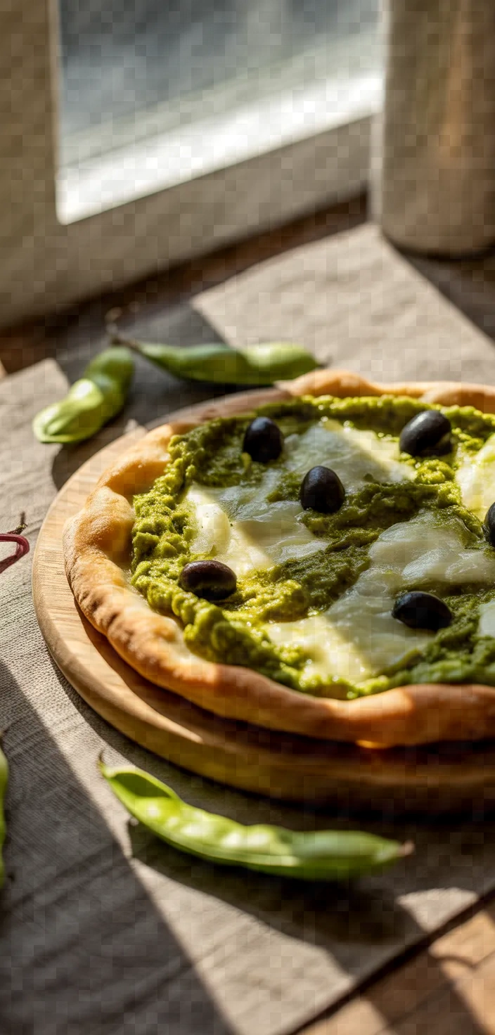 Pizza With Fava Bean Pesto Fresh Fava Beans Black Olives Taleggio Cheese Recipe
