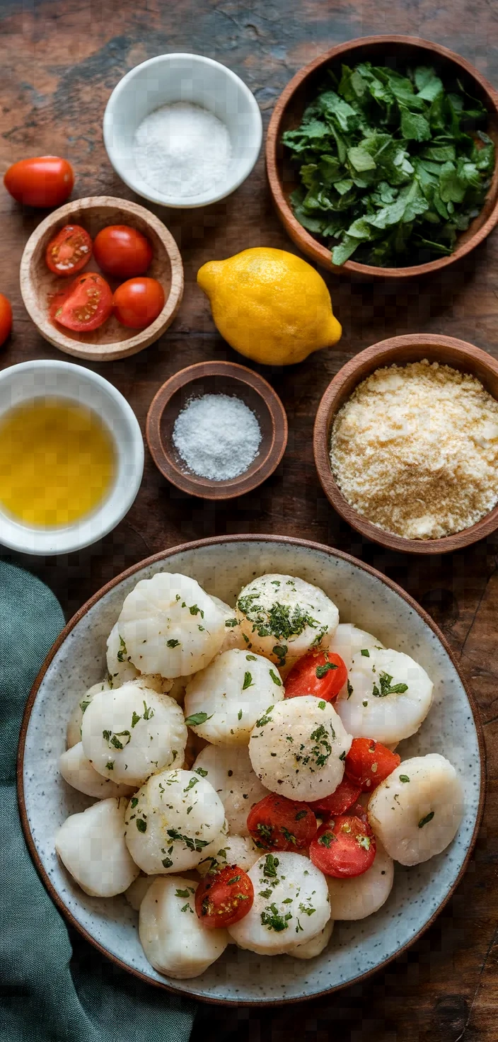 Ingredients photo for Scallops With Tomatoes Breadcrumbs Recipe