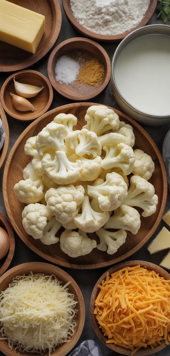 Ingredients photo for AMAZING Cauliflower Mac And Cheese Recipe