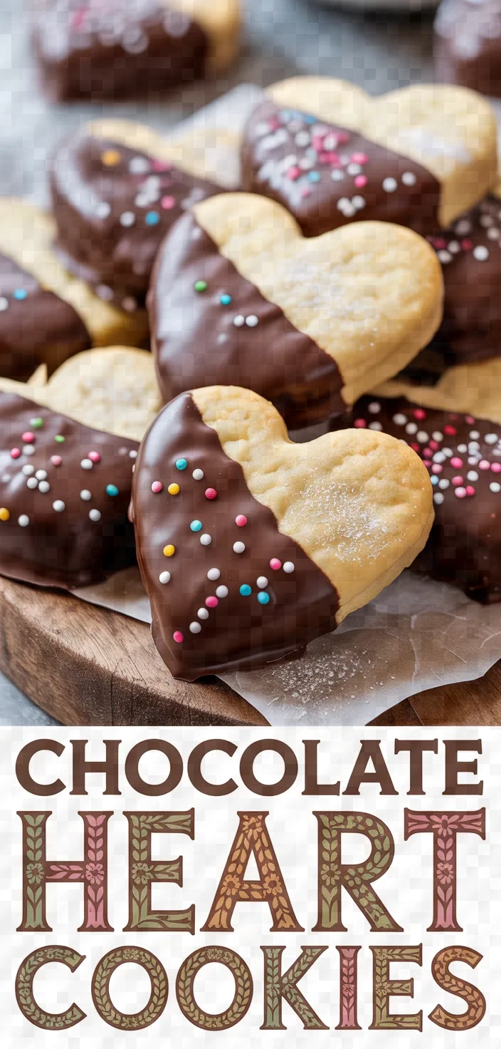 A photo of Chocolate Dipped Heart Cookies Recipe