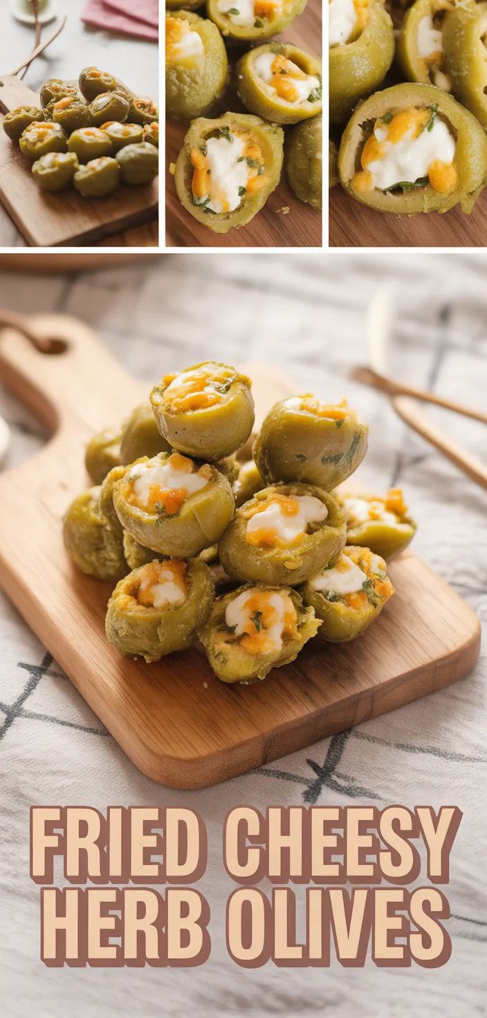 A photo of Fried Olives Stuffed With Cheeses And Herbs Recipe