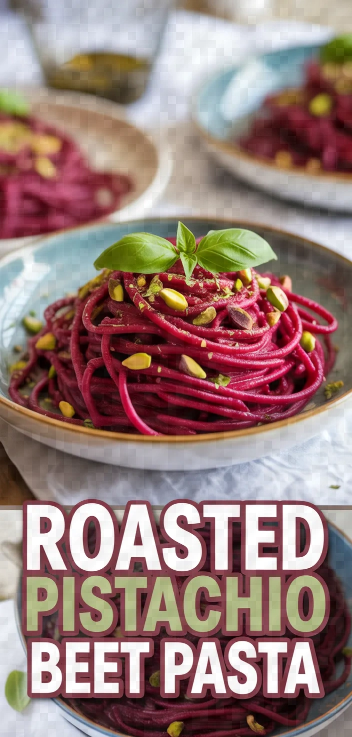 A photo of Roasted Beet Pasta With Pistachio Pesto Recipe