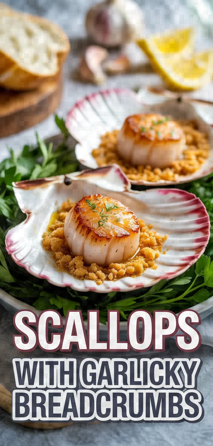 A photo of Scallops With Garlicky Breadcrumbs Recipe