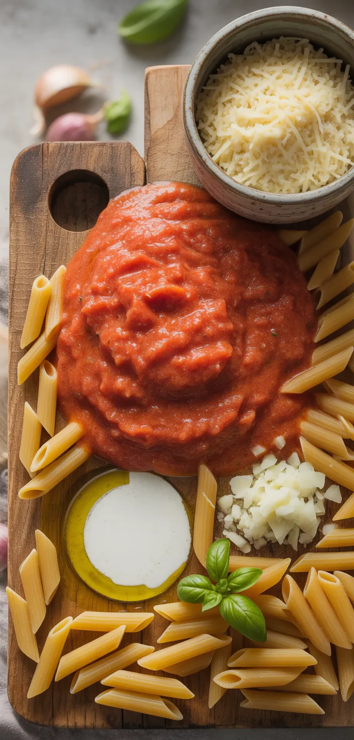 Ingredients photo for Creamy Penne Alla Vodka Recipe