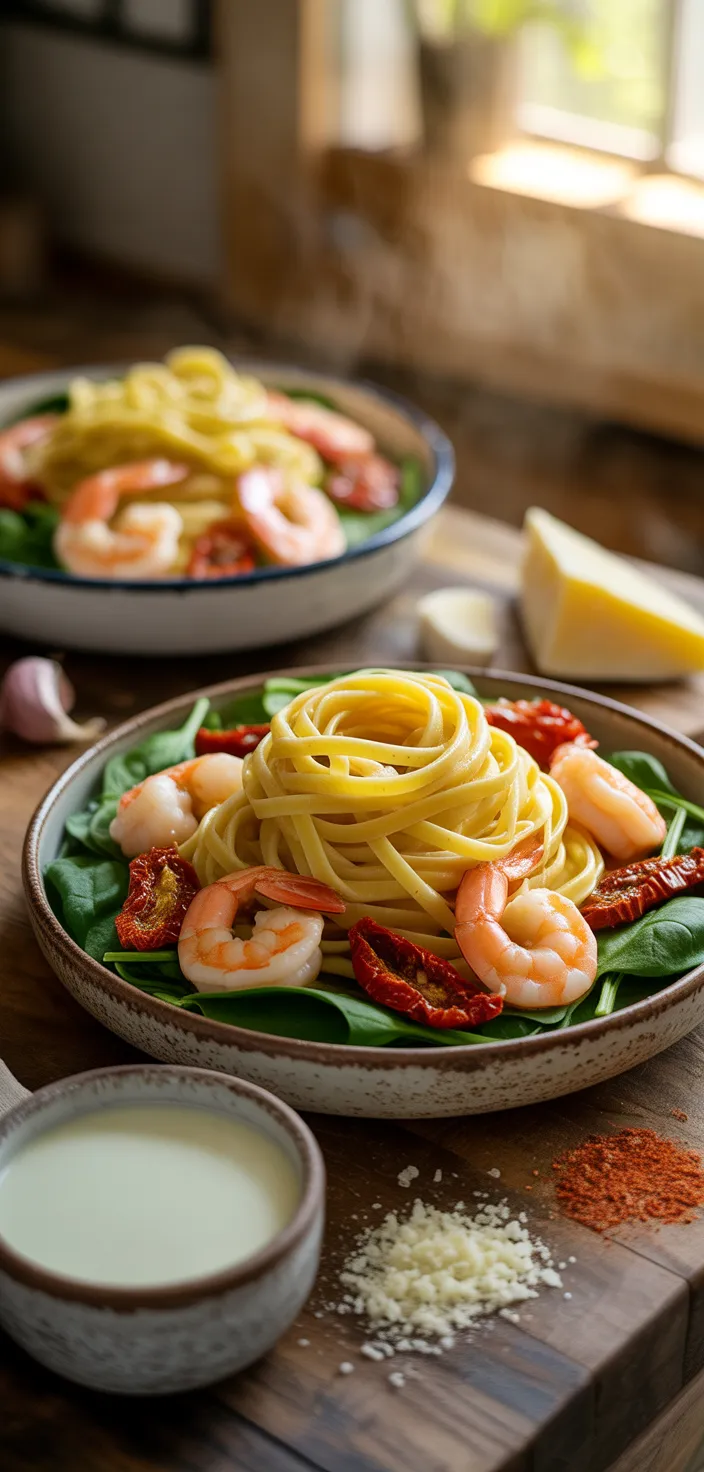 Ingredients photo for Creamy Tuscan Shrimp Linguine Recipe