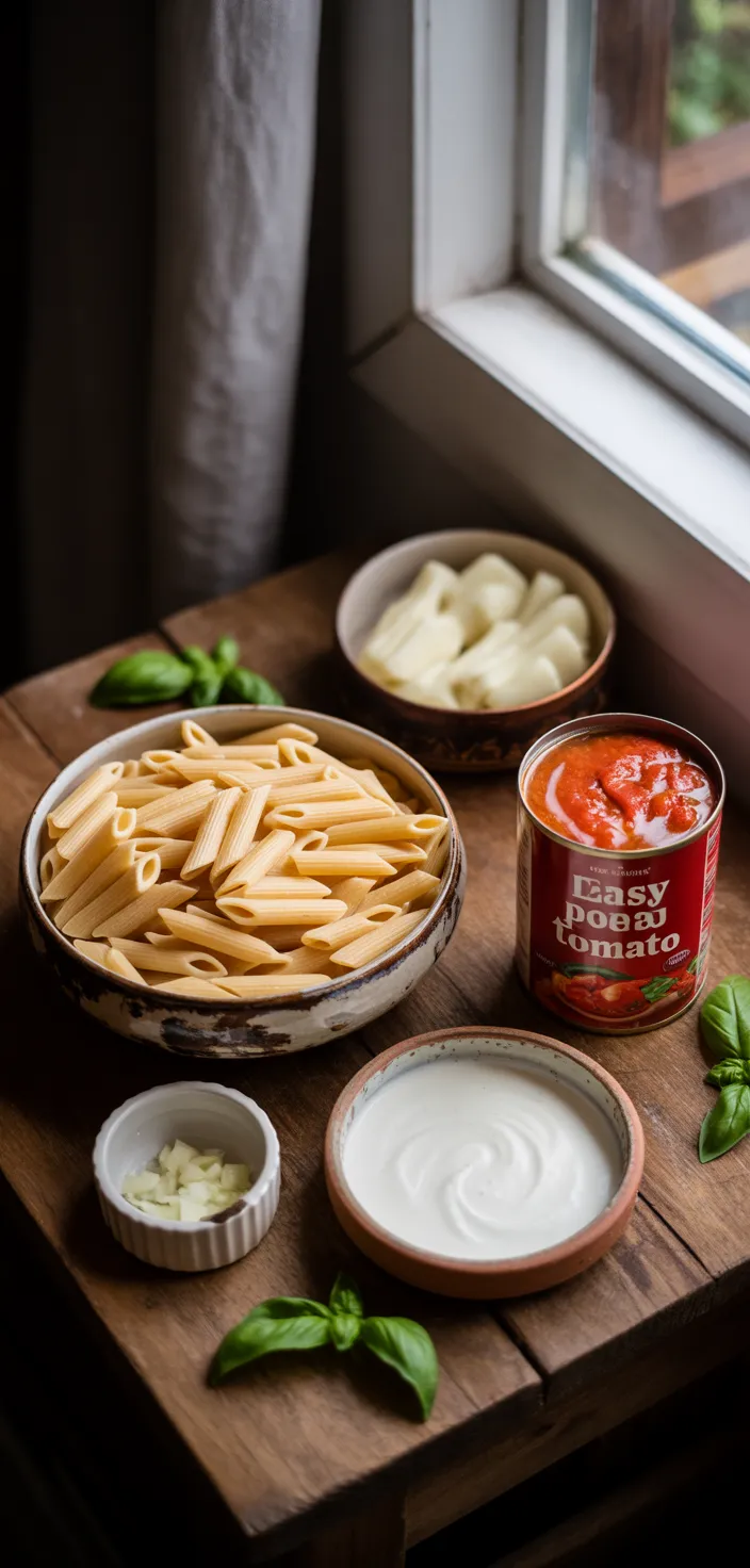 Ingredients photo for Easy One Pot Creamy Tomato Pasta Recipe