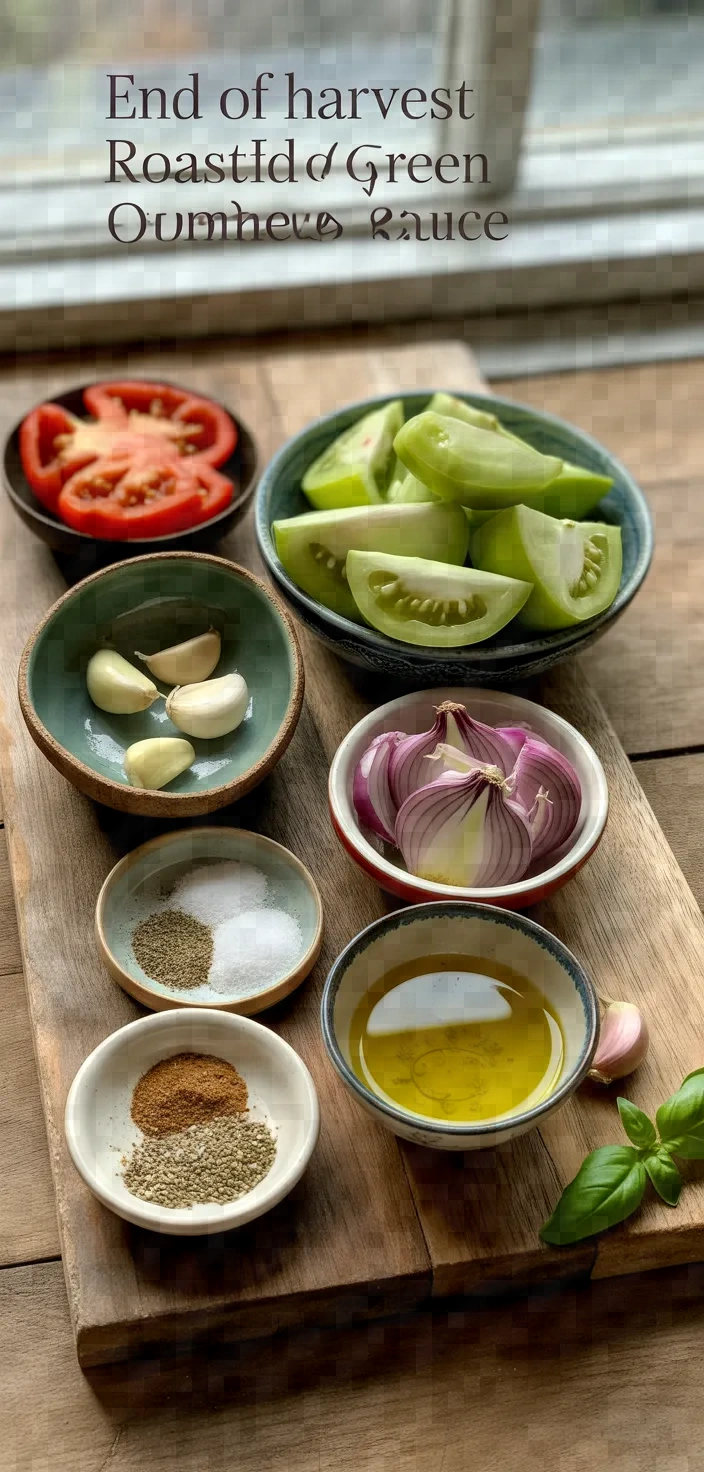 Ingredients photo for End Of Harvest Roasted Green Tomato Sauce Recipe