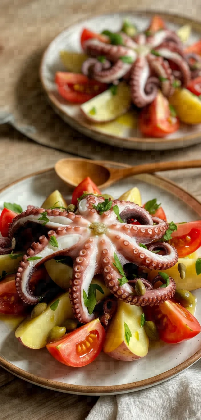 Ingredients photo for Octopus Salad With Potatoes Tomatoes Olives Capers Recipe