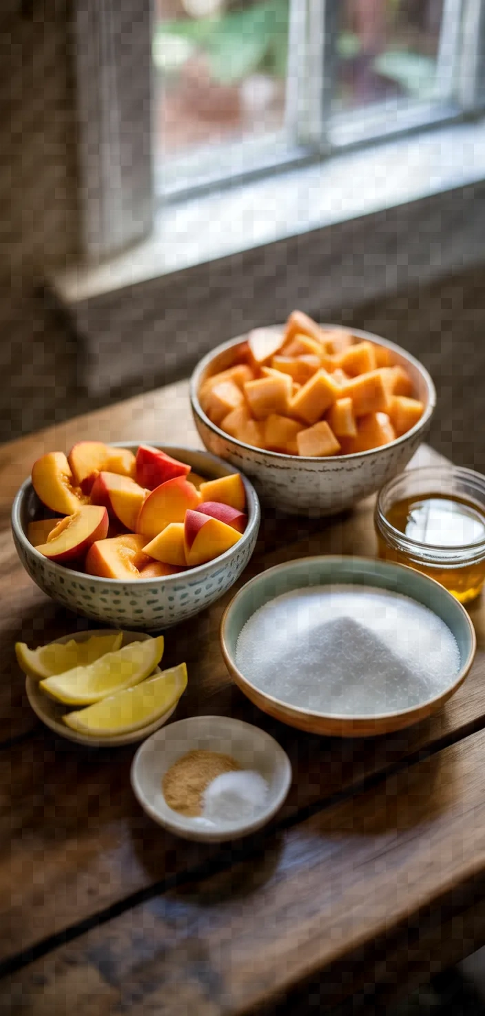 Ingredients photo for Peach Cantaloupe Jam Recipe